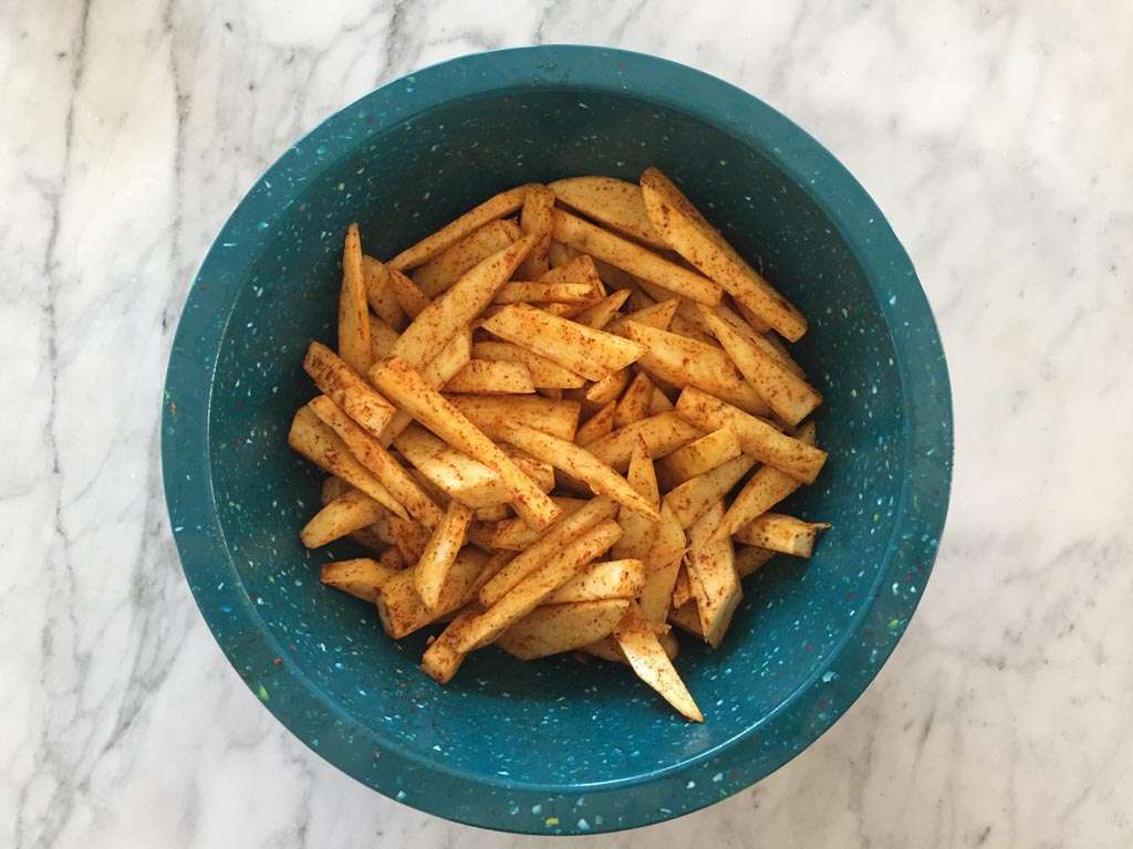 Sweet Potato Fries Recipe in confetti bowl