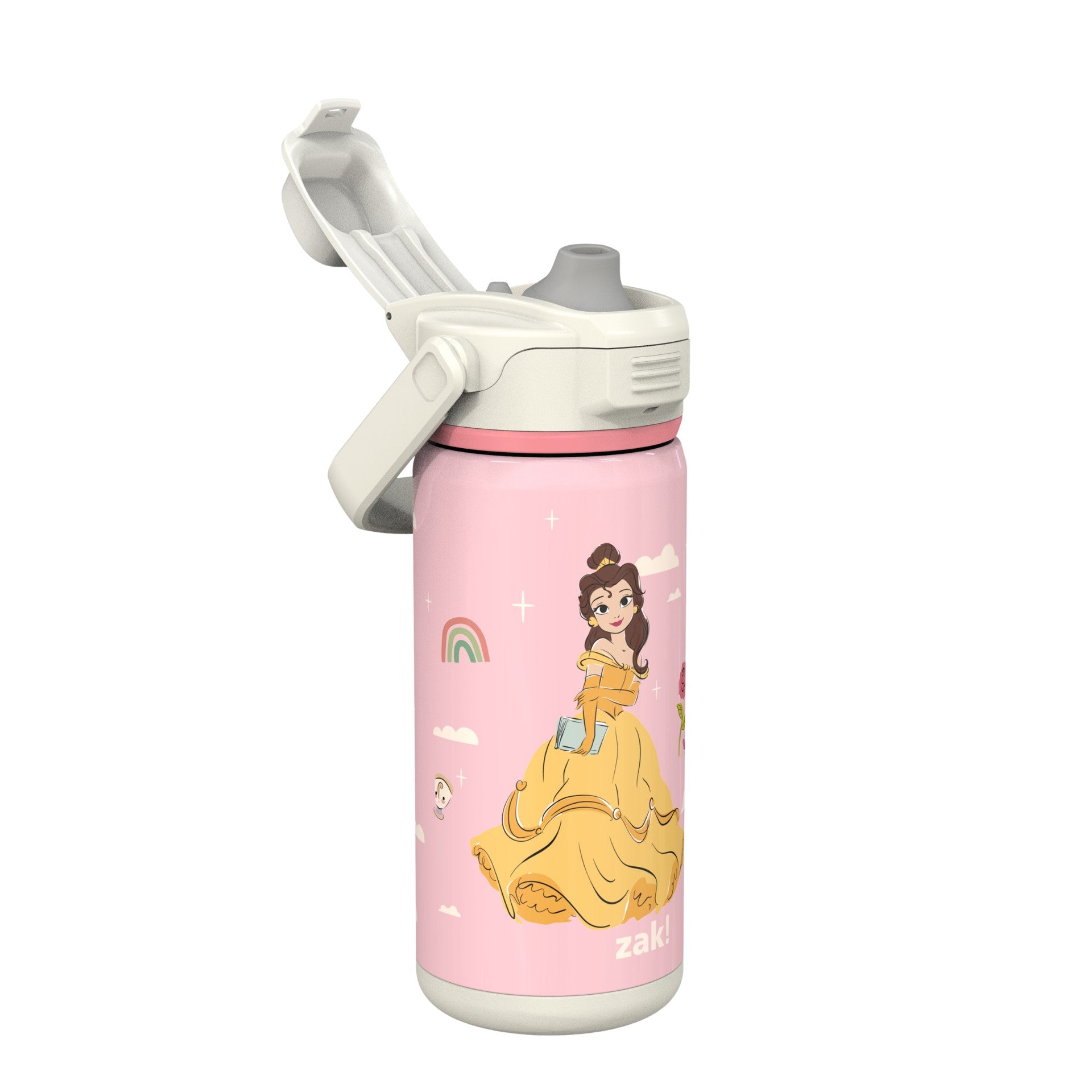 Disney Princess Beacon Stainless Steel Insulated Kids Water Bottle with Covered Spout, 14 Ounces