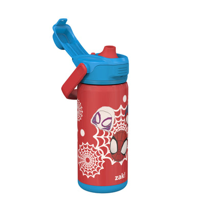 Marvel Spider-Man Spidey Beacon Stainless Steel Insulated Kids Water Bottle with Covered Spout, 14 Ounces