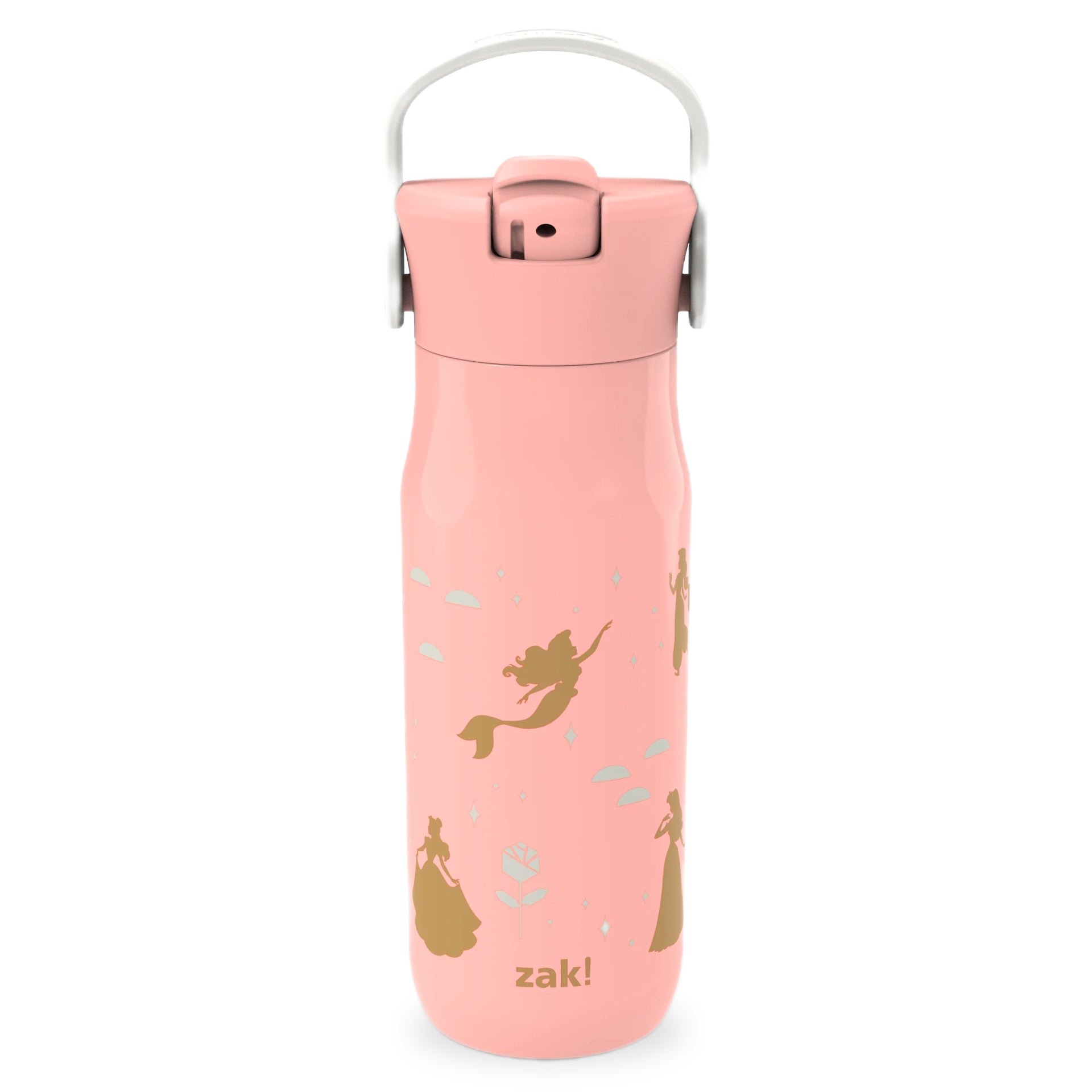 Disney Princess Harmony Recycled Stainless Steel Kids Water Bottle with Straw Spout, 20 ounces