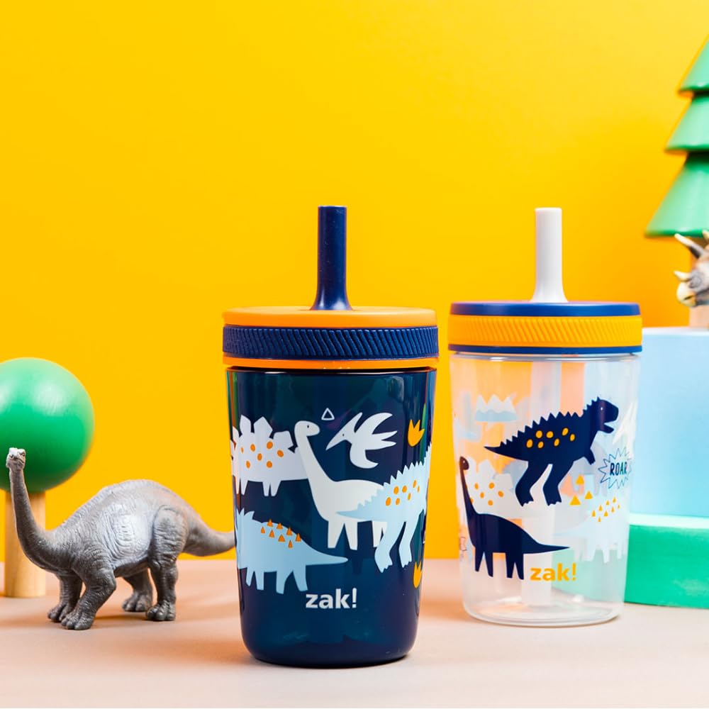 DinoRoar and Zaksaurus Kelso Kids Leak Proof Tumbler with Lid and Straw - 15 Ounces