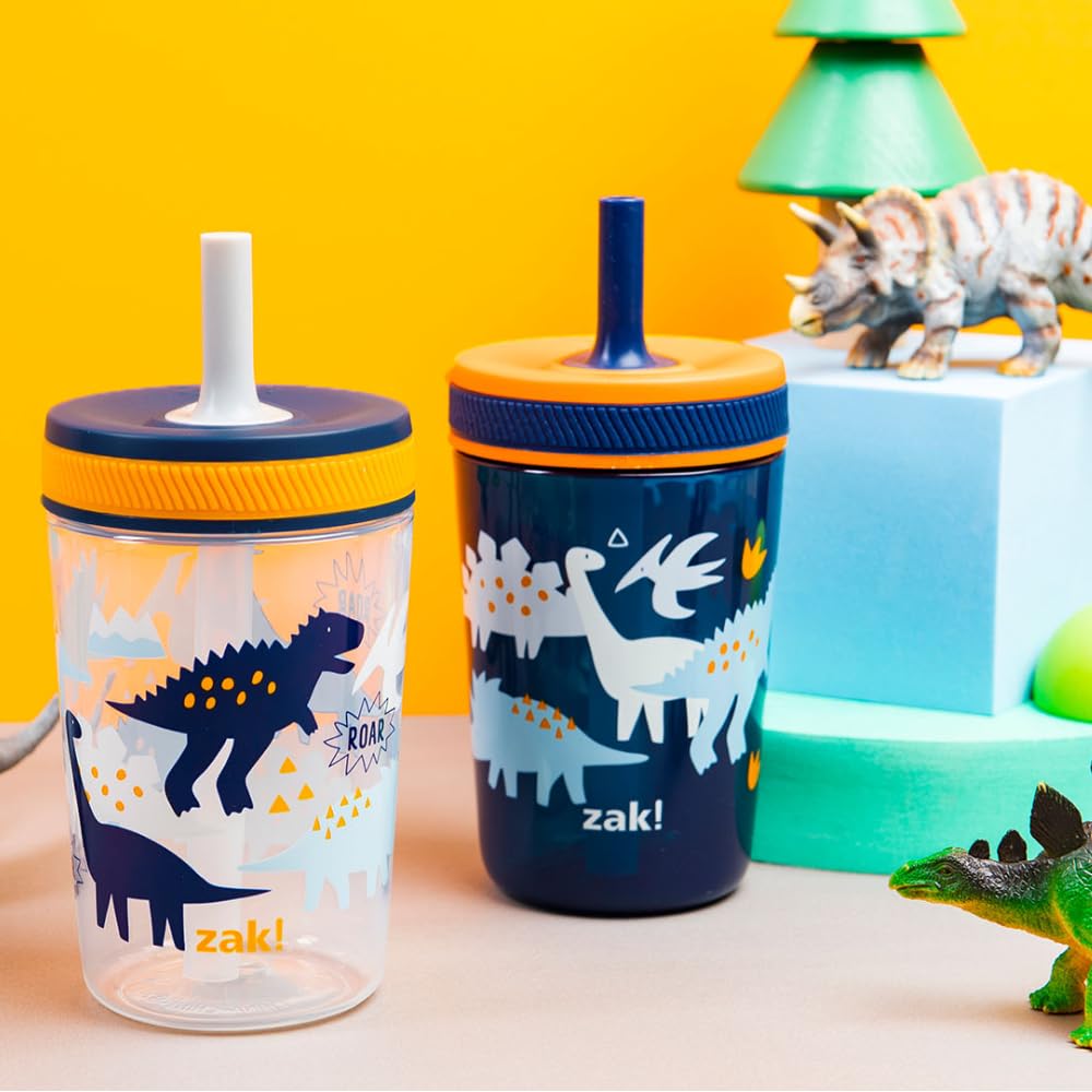 DinoRoar and Zaksaurus Kelso Kids Leak Proof Tumbler with Lid and Straw - 15 Ounces